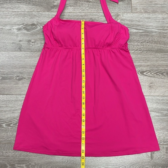 Lands’ End Pink Swim Dress Underwire Halter Top Coverup Tankini Swimsuit 12 - Picture 6 of 13